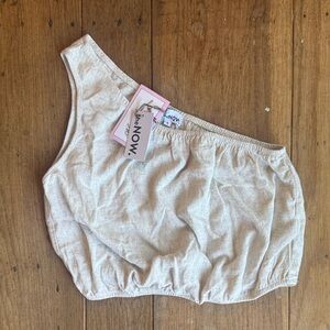 NWT the NOW. One Shoulder Linen Blend Crop Top